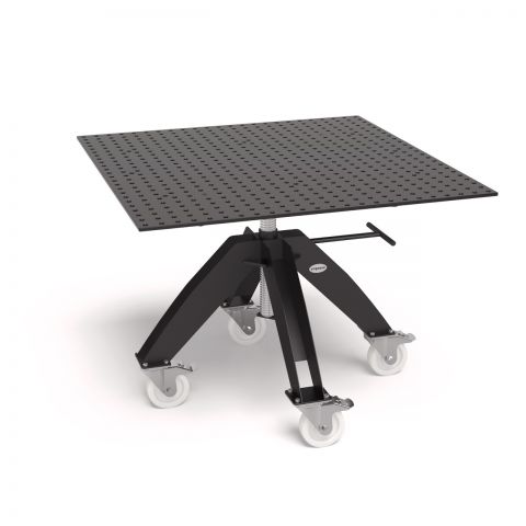 Višinsko nastavljiva obračalna miza Mobilno vklj. izvrtinska plošča 1200x1200x12