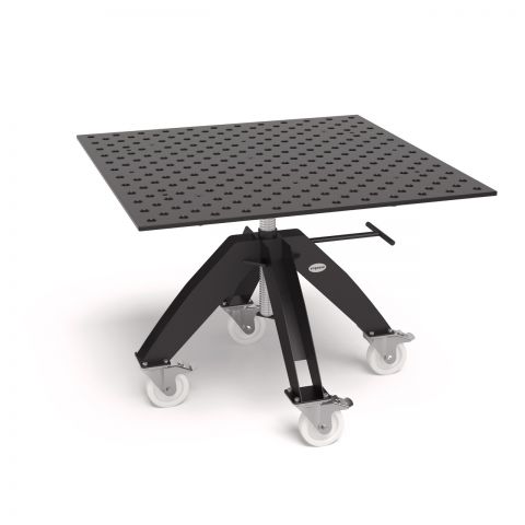 Višinsko nastavljiva obračalna miza Mobilno vklj. izvrtinska plošča 1200x1200x15